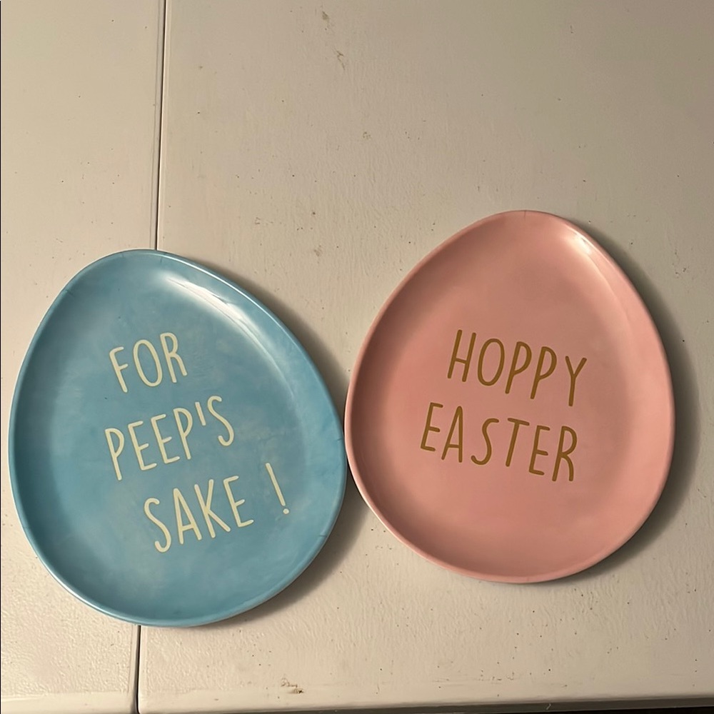 Easter Egg Shaped Plates - Blue and Pink